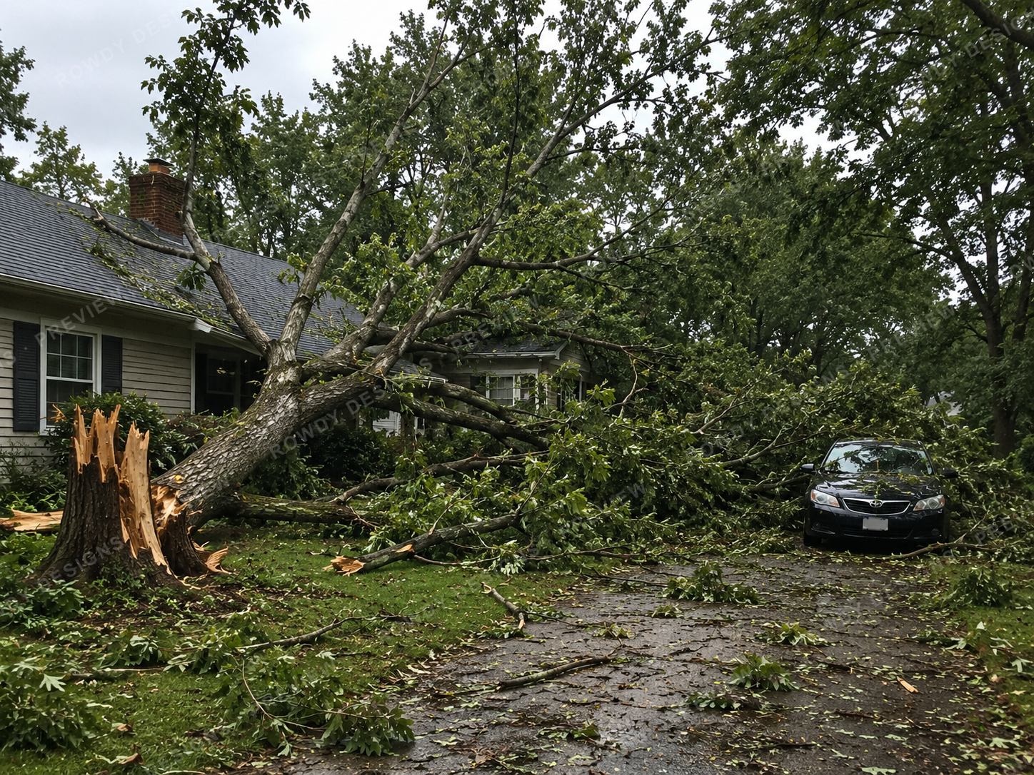 Storm damage cleanup before