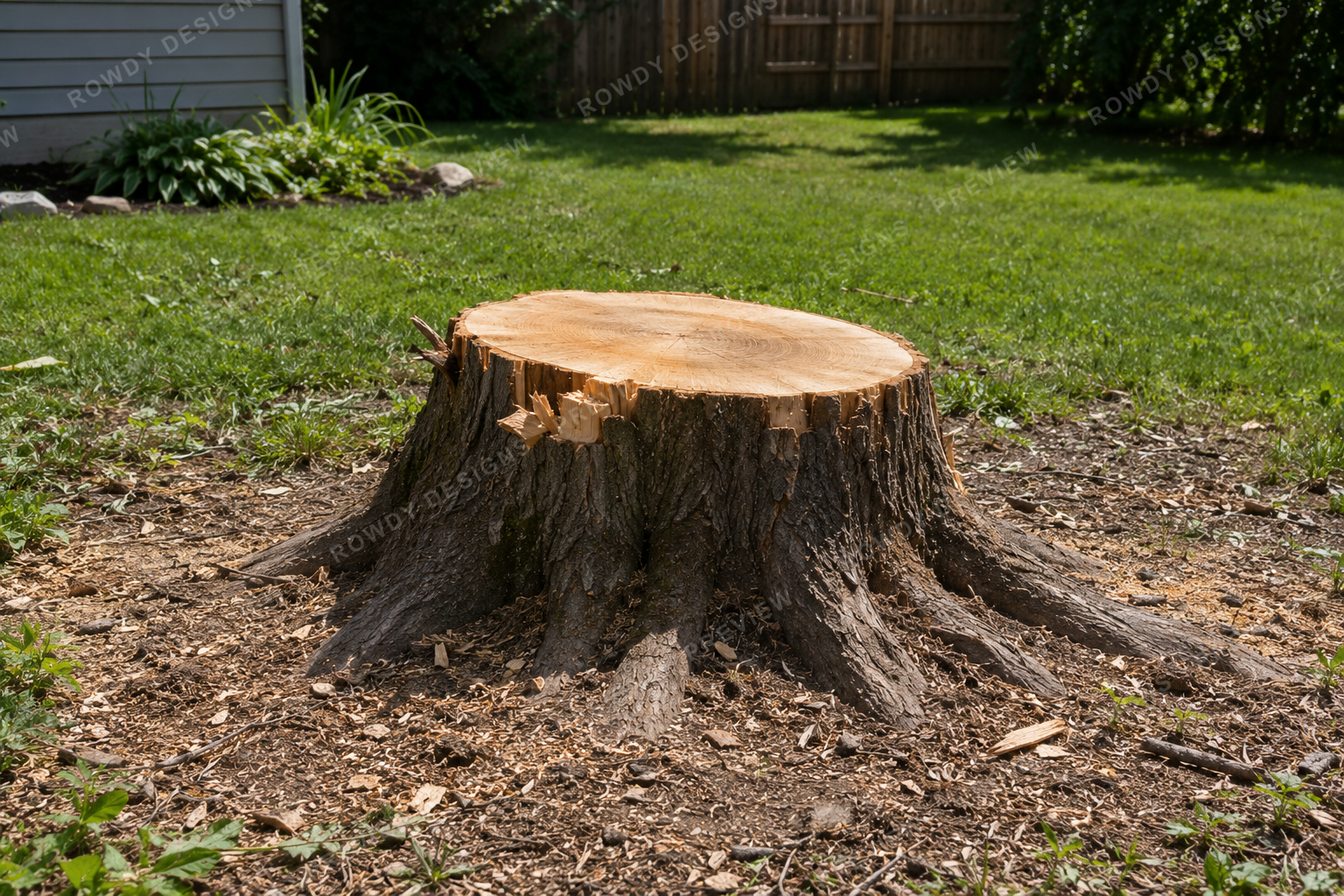 Stump grinding before